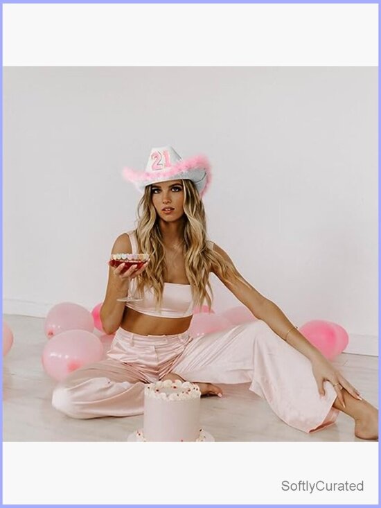 Cowboy Hat with Wide Brim 21st Birthday Party Accessory Sparkly One Size main image 5